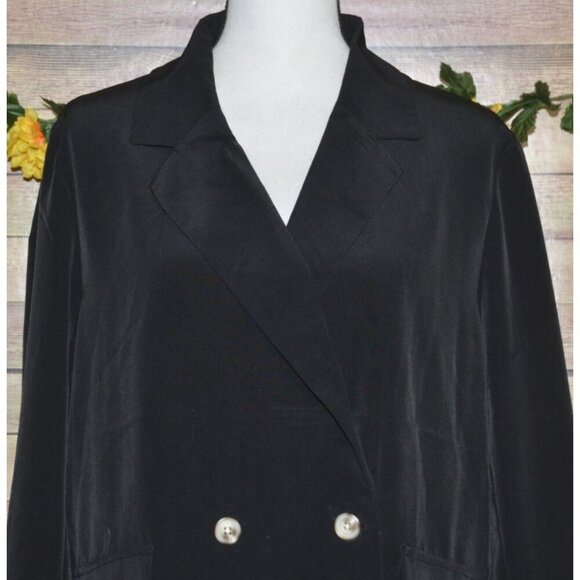 NWT Mud Pie Black Lightweight Double Button Blazer Jacket Size L Career Casual - Picture 2 of 10